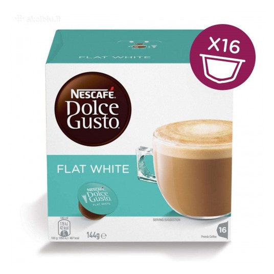 Nescafe Dolce Gusto Flat White kafija, 16 kapsulas kastītē