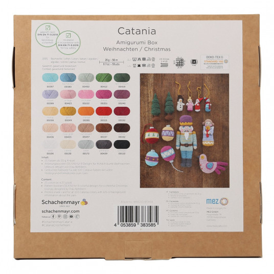 Tamborēšanas komplekts (25 krāsas) Catania Amigurumi box Christmas DE/EN
