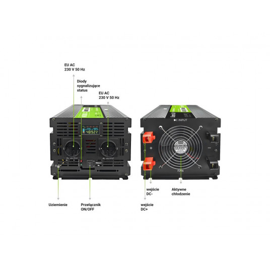Green Cell PowerInverter LCD 48 V 5000W/10000W Przetwornica samochodowa z displazaiem - czysty sinus