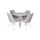Pusdienu galds Plaza, tīkkoks/balts ø100*H75+4 krēsli Velvet Deluxe, balts/pelēks