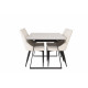 Pusdienu galds Estelle 140*90, Balts/Melns+4 krēsli Leone, Melns/Bēšs 