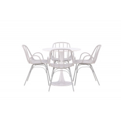 Pusdienu galds Hamden, White+4 krēsli Dyrön, Greige 