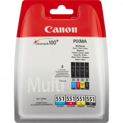 Canon CLI-551 tintes kasetne 4 gab. oriģinālā standarta ražība melna, ciāna, fuksīna, dzeltena