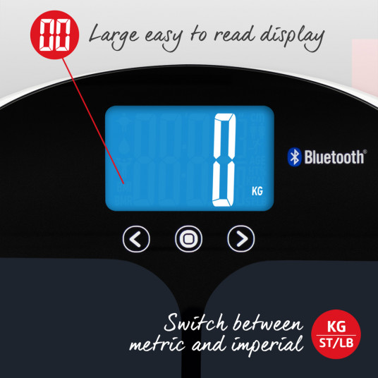 Salter 9192 BK3R Curve Bluetooth viedais analizators vannas istabas svari melns
