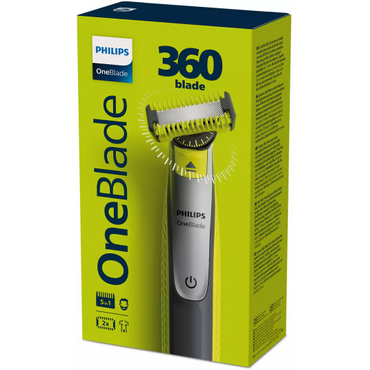 Philips OneBlade 360 skuveklis/trimeris, sejai un ķermenim QP2830/20 Darbības laiks (maks.) 60 min, mitrs un sauss, litija jonu, melns/dzeltens