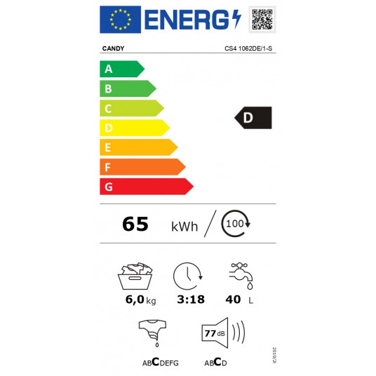 Konfekšu veļas mašīna CS4 1062DE/1-S Energoefektivitātes klase D, Iekraušana no priekšas, Mazgāšanas jauda 6 kg, 1000 RPM, Dziļums 45 cm, Platums 60 cm, Displejs, LCD, NFC, Balts