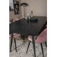 Pusdienu galds Zelts (izvelkams) 180/220x85xH76, Melni+6 krēsli Velvet, Melns/Pelnu rozā