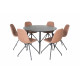 Pusdienu galds Dipp 115cm, Melns+6 krēsli Polar, Melns/Brūns