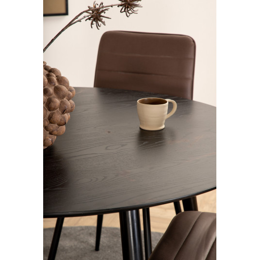 Pusdienu galds Dipp 115cm, Black+4 krēsli Windu Lyx Black/Brown 