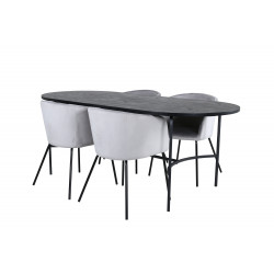 Pusdienu galds Skate, Black+4 krēsli Berit, Black/Grey