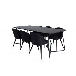 Pusdienu galds Petra, Black+6 krēsli Velvet, Black