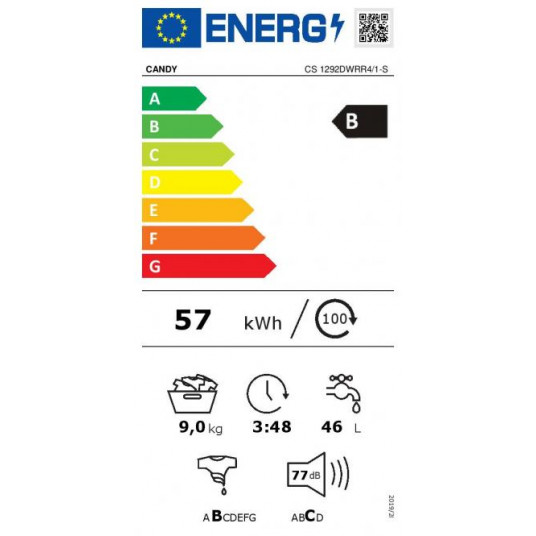 Antracīta veļas mašīna Candy CS 1292DWRR4/1-S