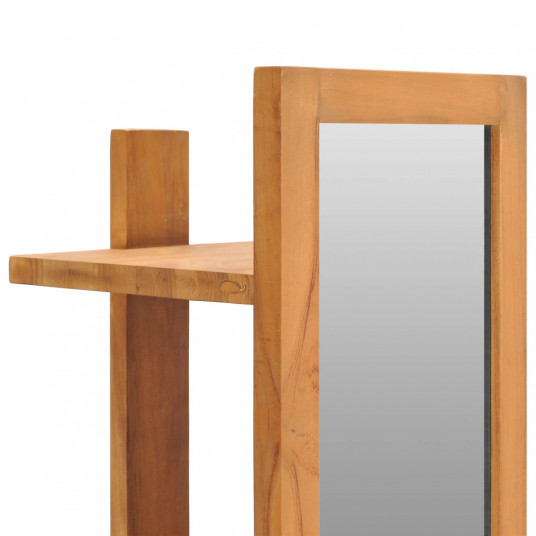 Sienas spogulis ar plauktiem, 30x30x120cm, tīkkoks