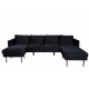 Dīvāns Zoom U-veida, melns samts