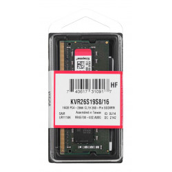 Kingston Technology KVR26S19S8/16 atmiņas modulis 16 GB 1 x 16 GB DDR4 2666 MHz