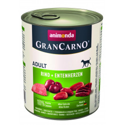 GRANCARNO Pieaugušo konservi suņiem ar liellopu un pīļu sirdīm 800 g