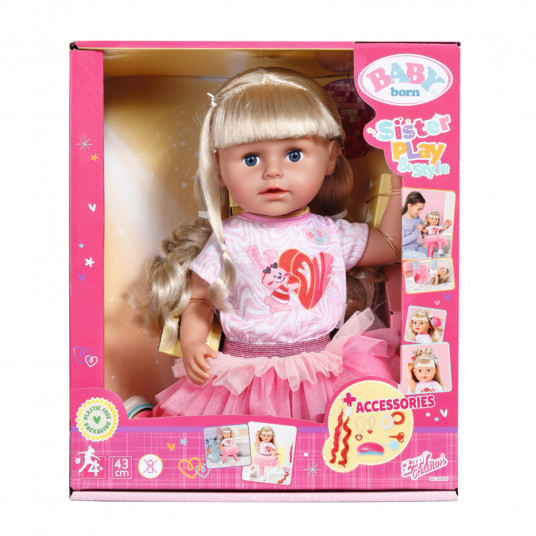 BABY BORN Lelle māsa Style & Play, blondīne, 43 cm