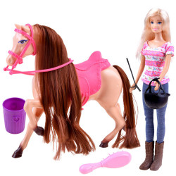 Anlily Doll Jockey ar zirgu + aksesuāri ZA3919