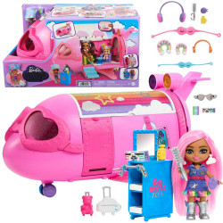 Rozā varavīksnes lidmašīna Barbie Extra Fly Minis pilotlelle ZA5092
