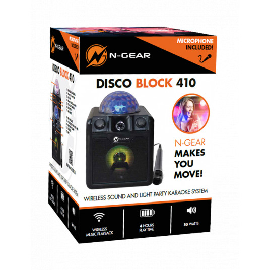 Pārnēsājams Bluetooth Disco karaoke skaļrunis N-Gear The Disco Block 410