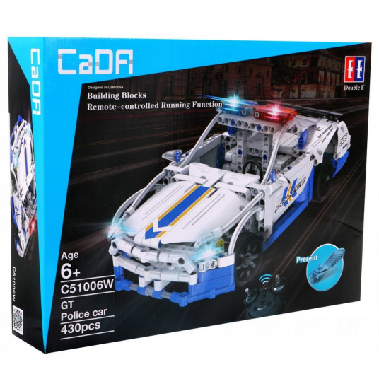 CaDa C51006W R/C policijas rotaļu auto saliekams konstruktoru komplekts 430 daļas