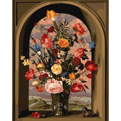 Glezna pēc cipariem, 40x50 cm ziedu kompozīcija