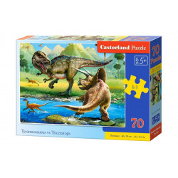 Puzle 70 gab. Tyrannosaurus pret Triceratops