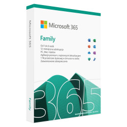 Microsoft 365 ģimene (6 lietotāji; 12 mēneši; fiziskais; mājas; Polija) (6GQ-01593)