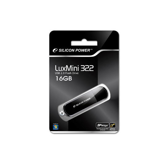 Silicon Power 16 GB LuxMini 322 16 GB, USB 2.0, melns