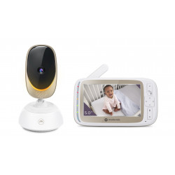 Mobilā aukle Motorola Wi-Fi video mazuļa monitors ar garastāvokļa gaismu VM85 CONNECT 5,0" balts/zelts
