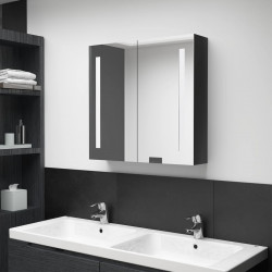 Vannasistabas skapītis ar spoguli un LED, 62x14x60 cm, melns