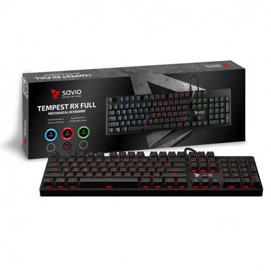 SAVIO Tempest RX FULL Mechanical Gaming Keyboard / Outemu RED / Backlit / Antighosting