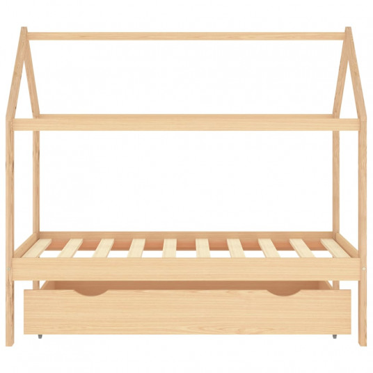 bērnu gultas rāmis ar atvilktni, priedes masīvkoks, 80x160 cm