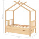 bērnu gultas rāmis ar atvilktni, priedes masīvkoks, 70x140 cm