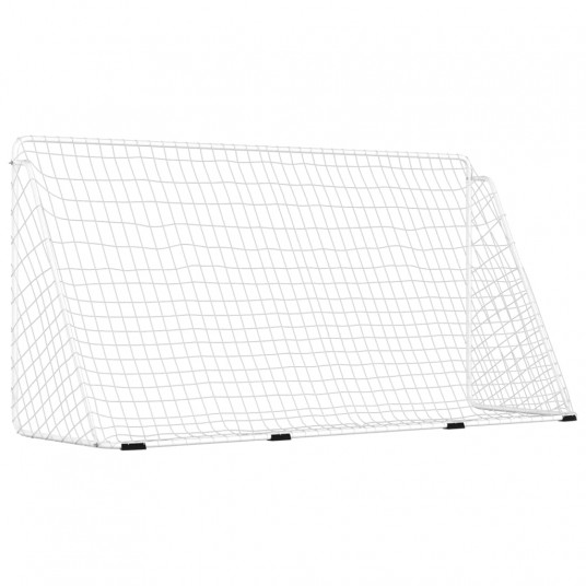 Futbola vārti ar tīklu, balti, 366x122x182 cm, tērauds