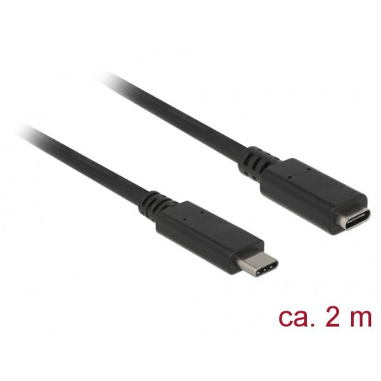 KAB adapteris USB-C > USB-C (ST-BU) pagarinājums 2m DeLOCK Melns