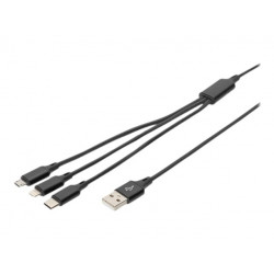USB > Lightning/Micro-USB/USB-C 1 m Digitus Black