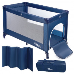 Promedix ceļojumu gultiņa, 125x65x74cm, zila, riteņi, aizsargapvalks, PR-803 B