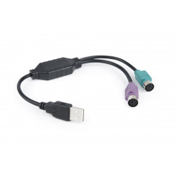 Gembird UAPS12-BK PS/2 kabelis 0,3 m 2x 6-p Mini-DIN USB A Melns, zaļš, violets
