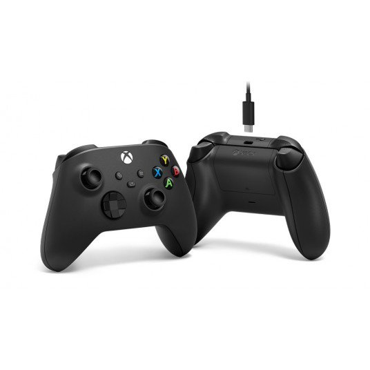 Microsoft Xbox bezvadu kontrolieris + USB-C kabelis melns spēļu kontrolieris Analogais/digitālais dators, Xbox One, Xbox One S, Xbox One X, Xbox Series S, Xbox Series X