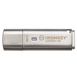 Kingston Technology IronKey Locker+ 50 USB zibatmiņas disks 16 GB USB A tips 3.2 Gen 1 (3.1 Gen 1) Sudrabs