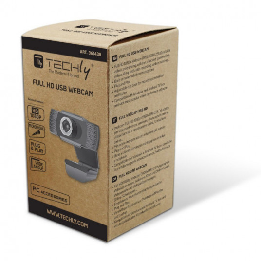Techly I-WEBCAM-60T tīmekļa kamera 1920 x 1080 pikseļi USB 2.0 melns
