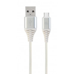 KABELIS USB-C 2M SILVER/WHITE/CC-USB2B-AMCM-2M-BW2 GEMBIRD