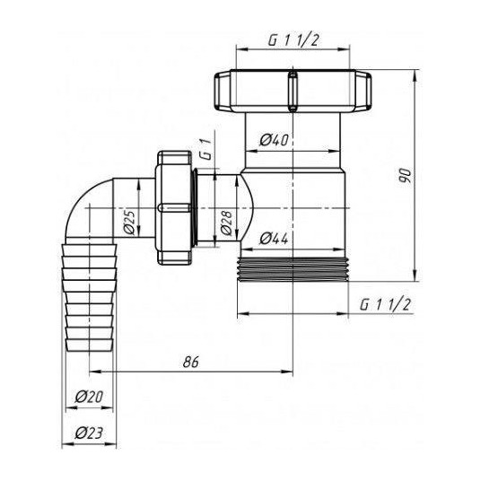 Veļas mašīnas un trauku mazgājamās mašīnas savienojums Aniplast M110 1½
