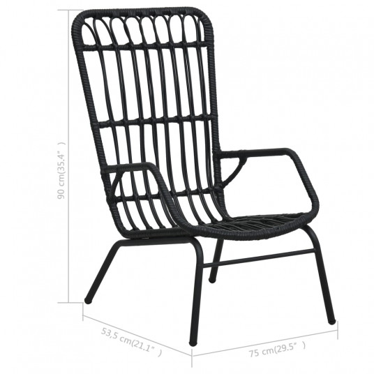 Dārza krēsls, PE rotangpalma, melns