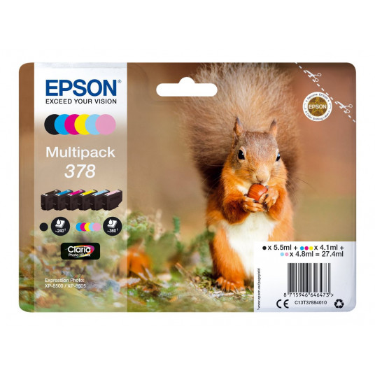 Epson 378 -mustekasettipakkaus, 6 krāsas