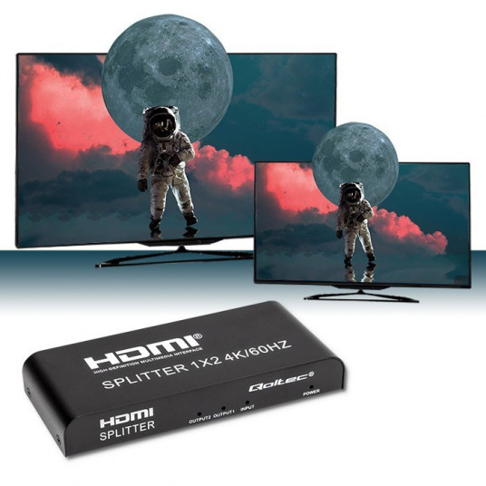 Qoltec 51797 aktīvais HDMI sadalītājs 2 x HDMI 4K x 2K | 6Gb/s | 60 Hz