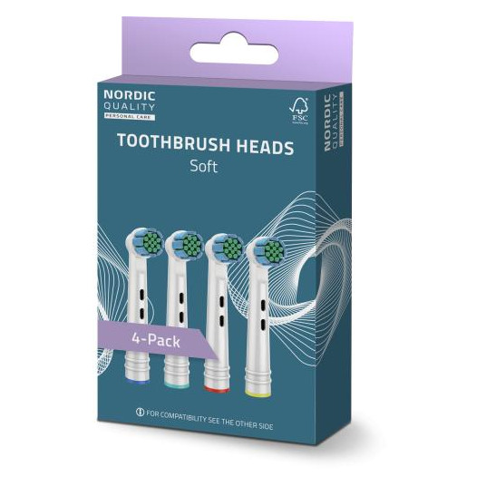 Zobu birstes uzgaļi Nordic Quality piemērots Oral-B®, Standard Soft 4 gab. / 2270013