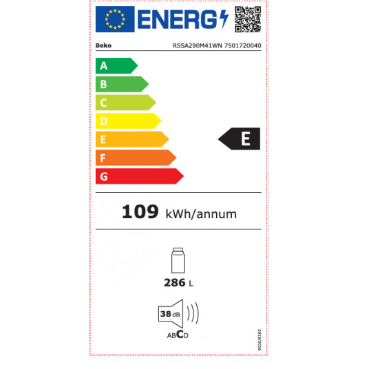 Ledusskapis BEKO RSSA290M41WN