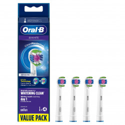 Oral-B 3D nomaināmas zobu birstes uzgaļi ar CleanMaximiser, 4 gab, White Oral-B